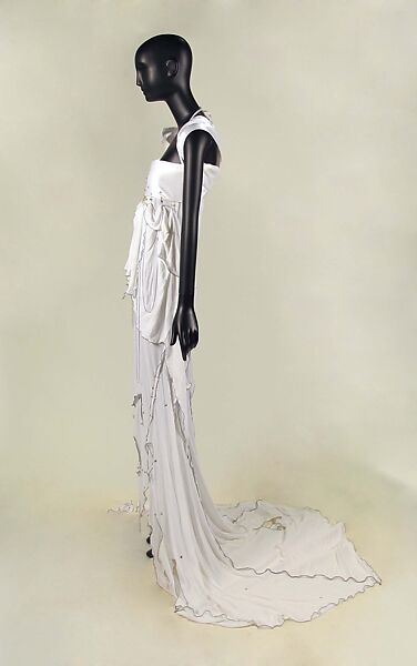 Wedding dress, Zandra Rhodes (British, founded 1969), Nylon, rayon, metal, glass, British