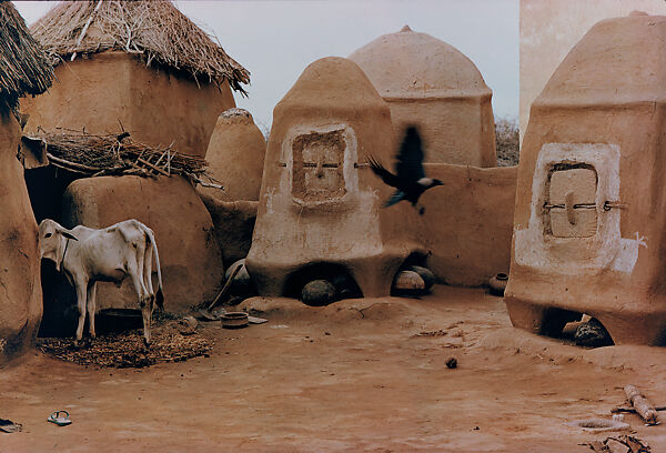A Calf, a Crow, and Storage Bins, Bikaner District, Rajasthan, Raghubir Singh (Indian, 1942–1999), Dye transfer print 