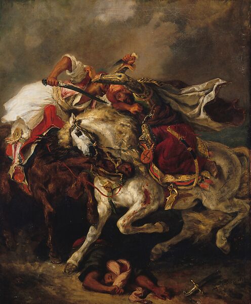 Combat of the Giaour and Hassan, Eugène Delacroix (French, Charenton-Saint-Maurice 1798–1863 Paris), Oil on canvas