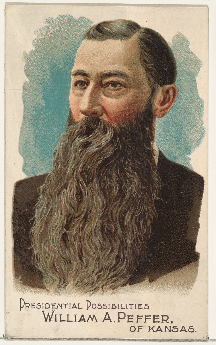 William A. Peffer of Kansas, from the Presidential Possibilities series (N124) issued by Duke Sons & Co. to promote Honest Long Cut Tobacco, Issued by W. Duke, Sons &amp; Co. (New York and Durham, N.C.), Commercial color lithograph 