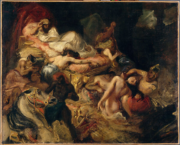 Death of Sardanapalus, sketch, Eugène Delacroix (French, Charenton-Saint-Maurice 1798–1863 Paris), Oil on canvas 