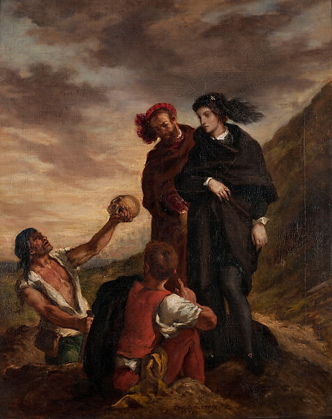 Hamlet and Horatio in the Graveyard, Eugène Delacroix (French, Charenton-Saint-Maurice 1798–1863 Paris), Oil on canvas 