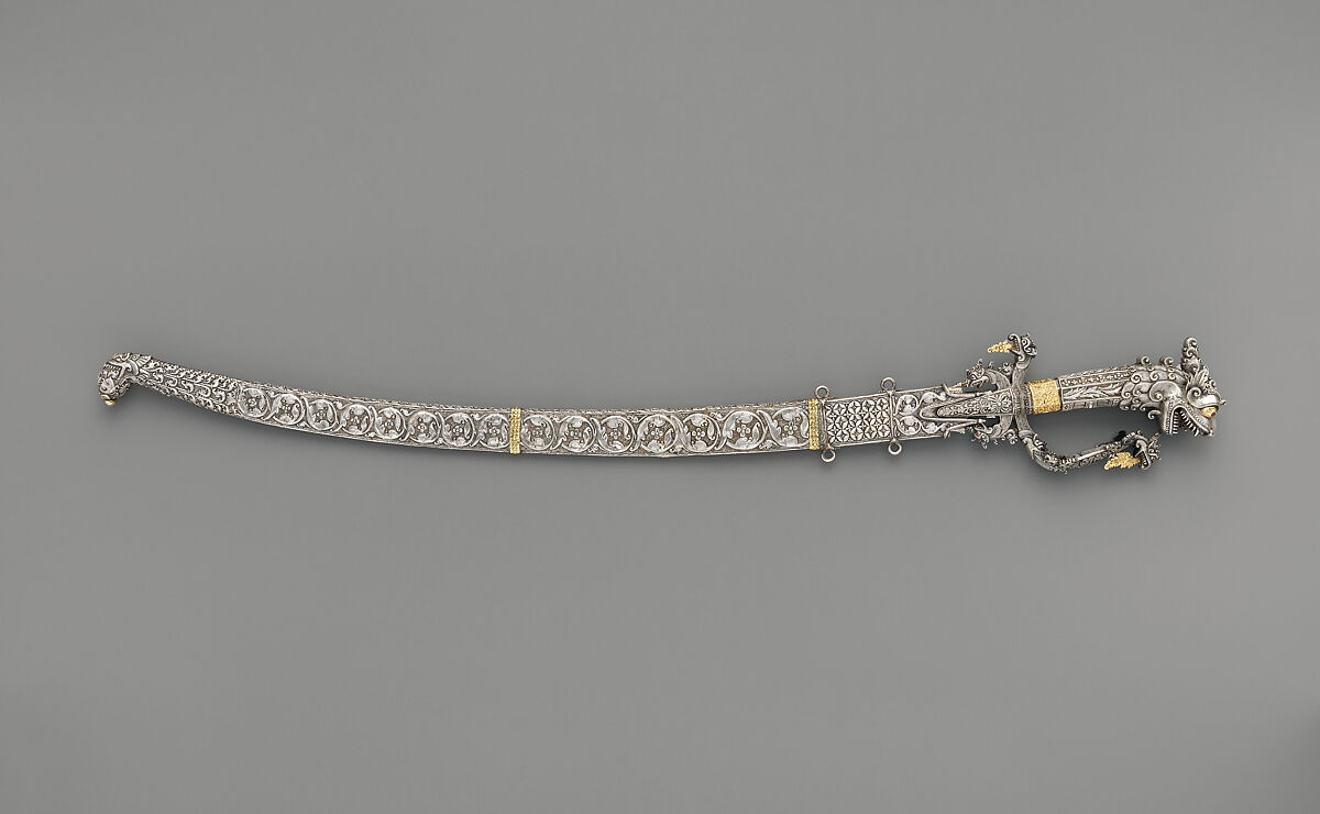 Sword and scabbard (Sinhalese: kasthane), Silver, gold, iron, wood, and gemstones, Sri Lanka
