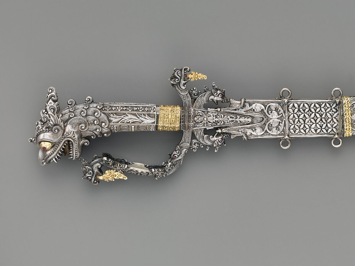 Sword and scabbard (Sinhalese: kasthane), Silver, gold, iron, wood, and gemstones, Sri Lanka
