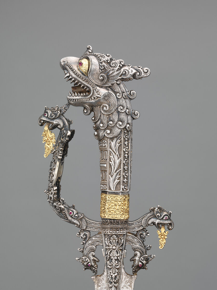 Sword and scabbard (Sinhalese: kasthane), Silver, gold, iron, wood, and gemstones, Sri Lanka