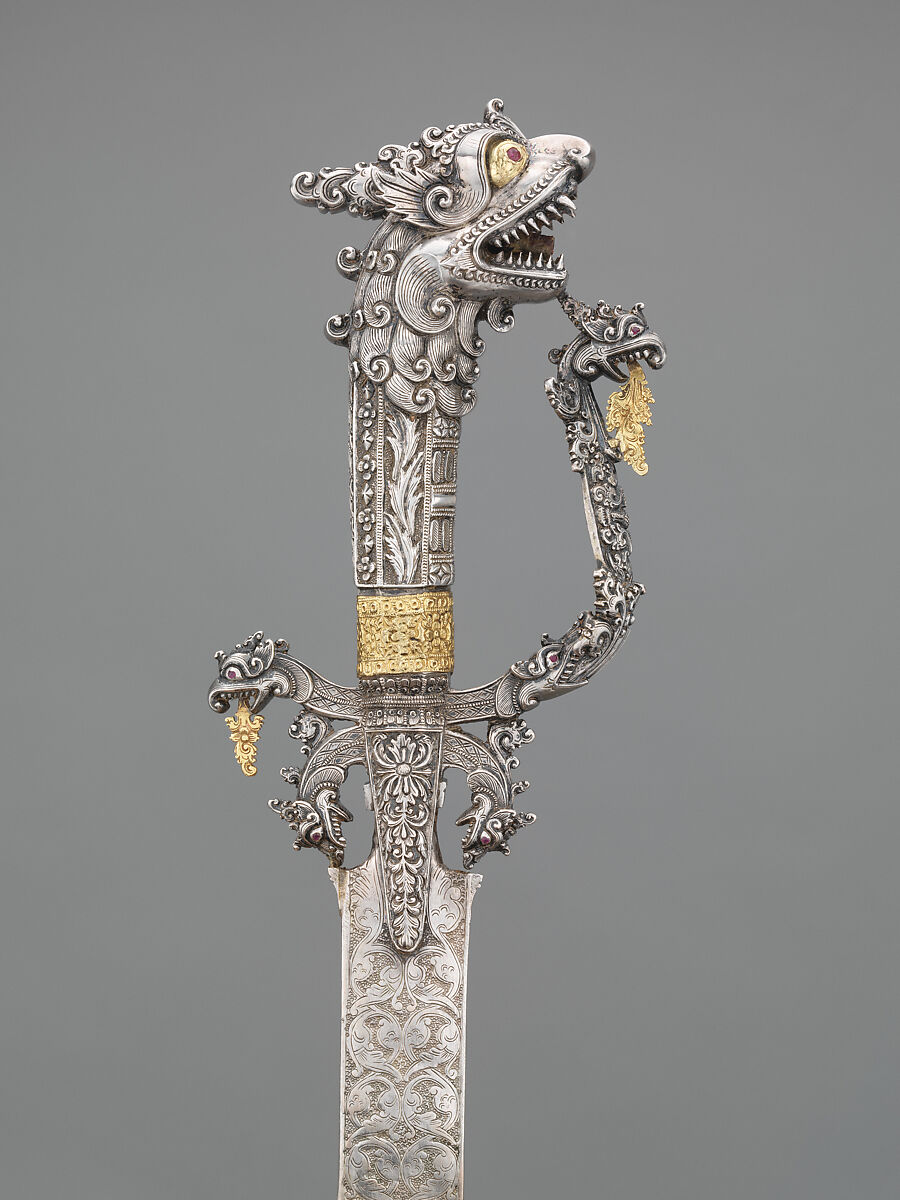 Sword and scabbard (Sinhalese: kasthane), Silver, gold, iron, wood, and gemstones, Sri Lanka