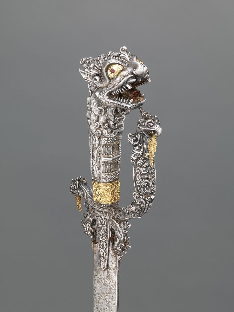 Sword and scabbard (Sinhalese: kasthane), Silver, gold, iron, wood, and gemstones, Sri Lanka