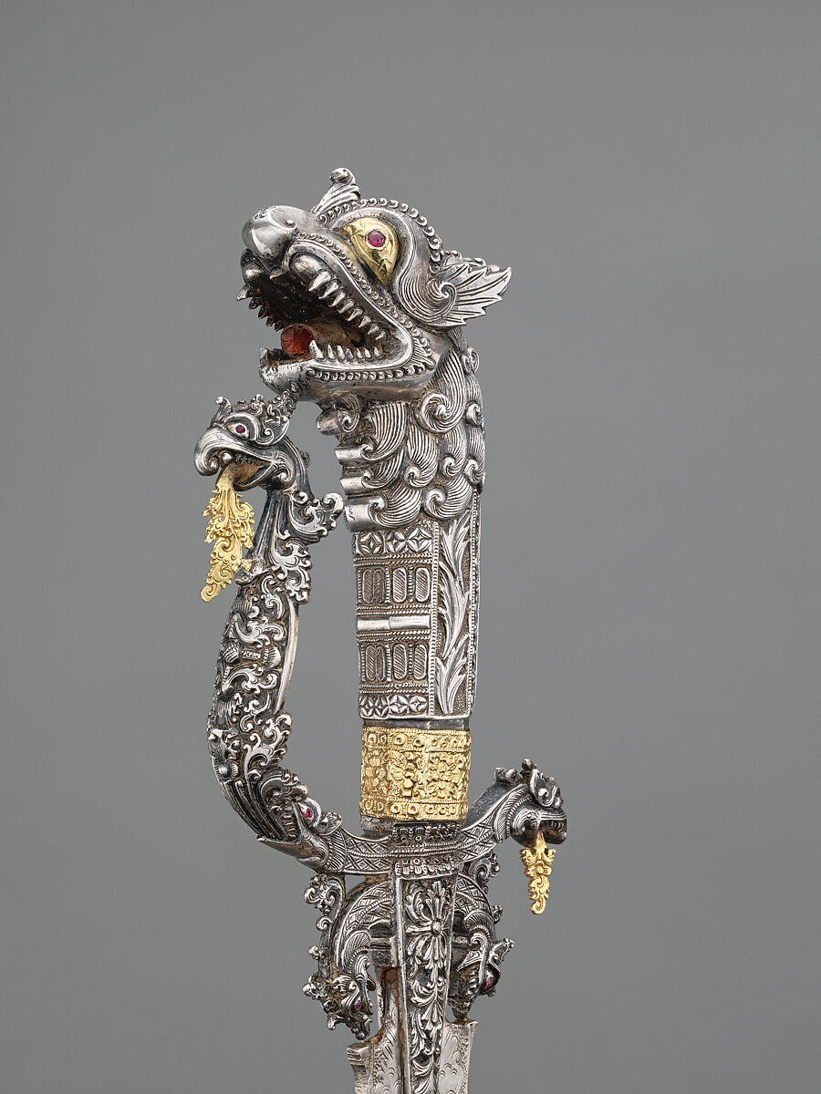 Sword and scabbard (Sinhalese: kasthane), Silver, gold, iron, wood, and gemstones, Sri Lanka
