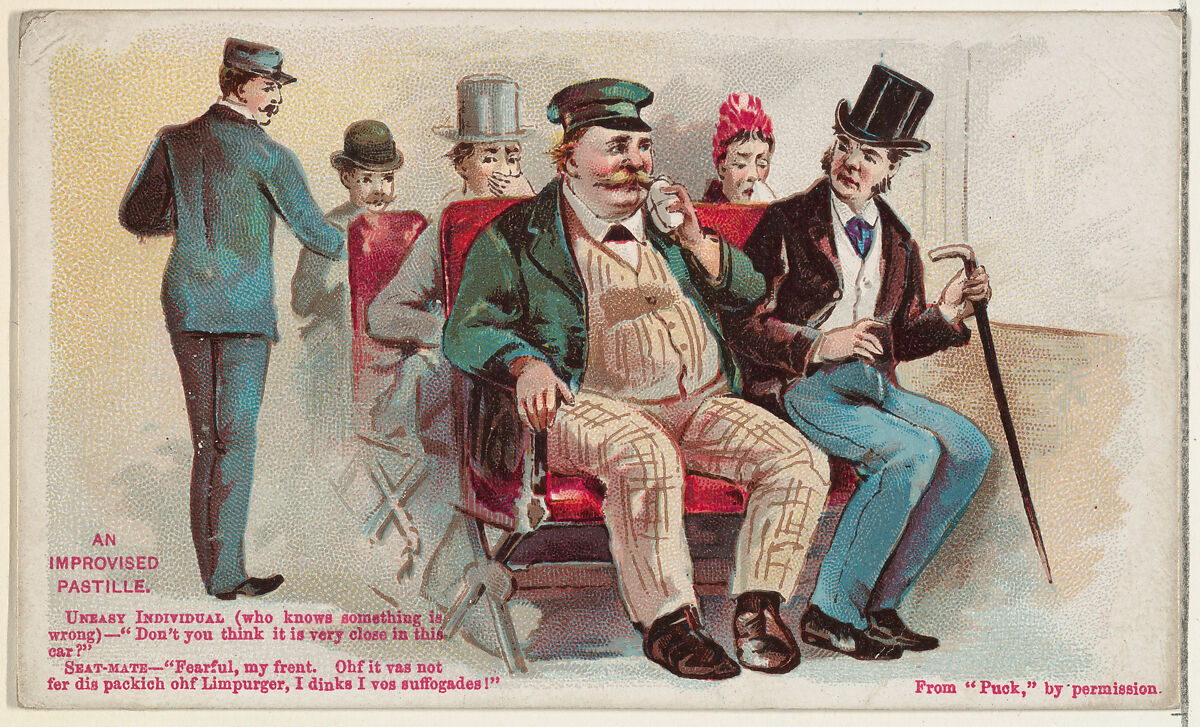 An Improvised Pastille, from the Snapshots from "Puck" series (N128) issued by Duke Sons & Co. to promote Honest Long Cut Tobacco, Issued by W. Duke, Sons &amp; Co. (New York and Durham, N.C.), Commercial color lithograph 
