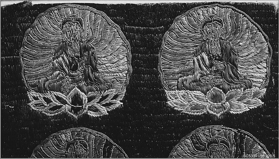 Panel, Silk, metallic thread;  on silk, China