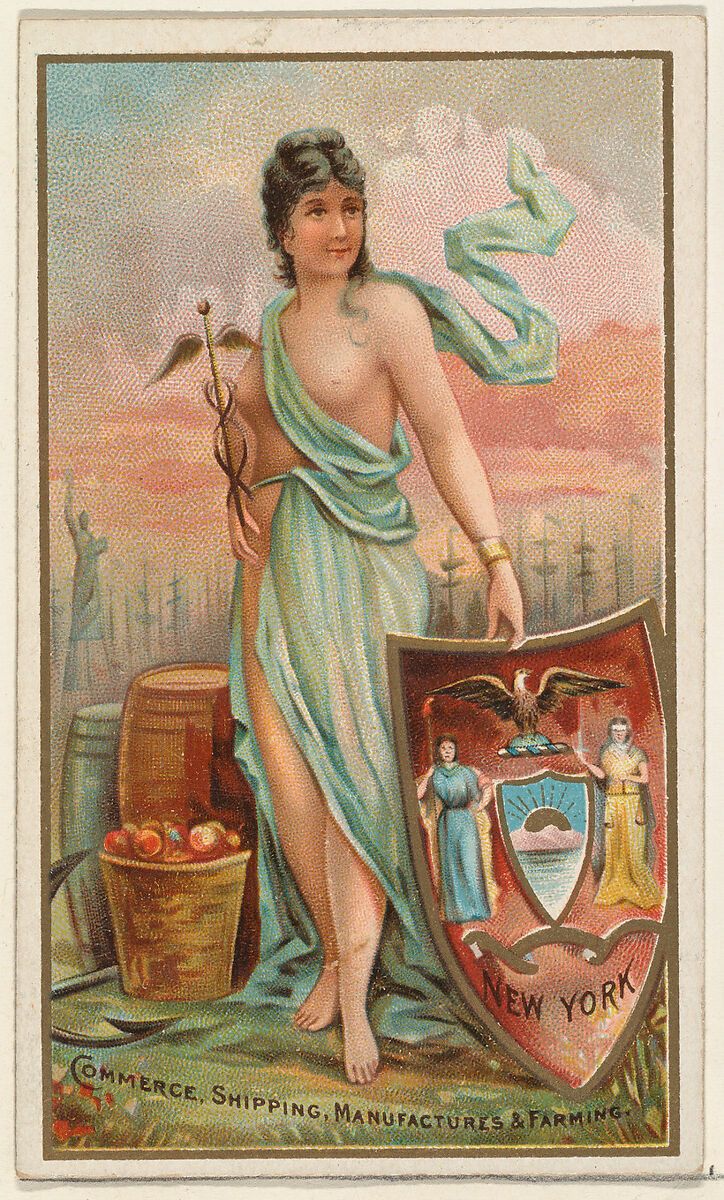 New York, from the Industries of States series (N117) issued by Duke Sons & Co. to promote Honest Long Cut Tobacco, Issued by W. Duke, Sons &amp; Co. (New York and Durham, N.C.), Commercial color lithograph 