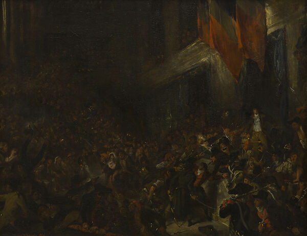 Boissy d'Anglas at the Convention, sketch, Eugène Delacroix (French, Charenton-Saint-Maurice 1798–1863 Paris), Oil on canvas 