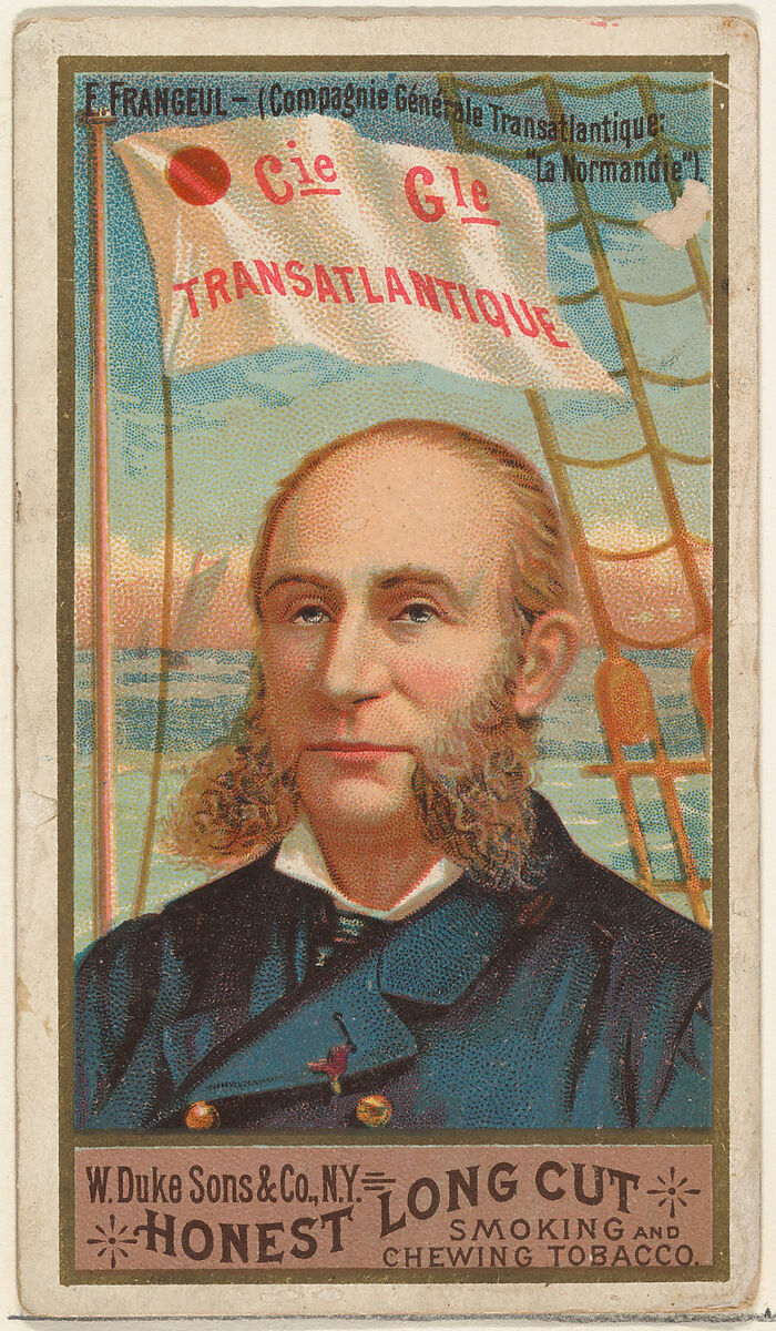 E. Frangeul, from the Sea Captains series (N127) issued by Duke Sons & Co. to promote Honest Long Cut Tobacco, Issued by W. Duke, Sons &amp; Co. (New York and Durham, N.C.), Commercial color lithograph 