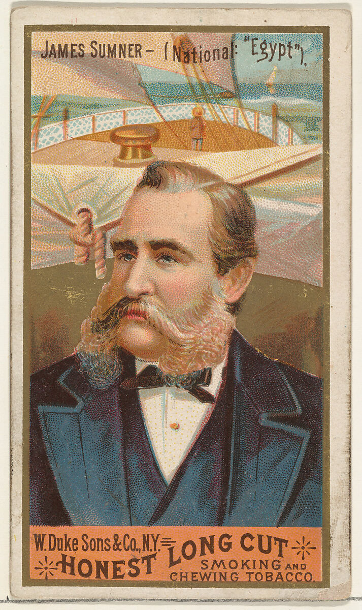 James Sumner, from the Sea Captains series (N127) issued by Duke Sons & Co. to promote Honest Long Cut Tobacco, Issued by W. Duke, Sons &amp; Co. (New York and Durham, N.C.), Commercial color lithograph 