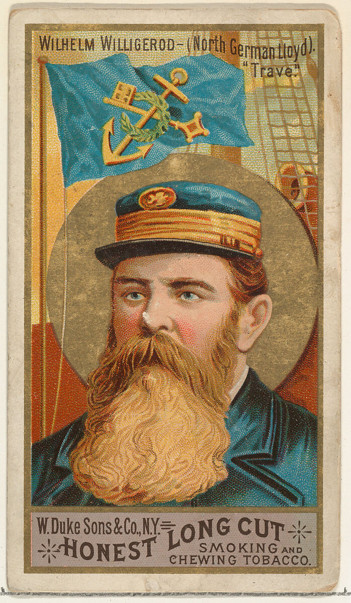 Wilhelm Willigerod, from the Sea Captains series (N127) issued by Duke Sons & Co. to promote Honest Long Cut Tobacco, Issued by W. Duke, Sons &amp; Co. (New York and Durham, N.C.), Commercial color lithograph 
