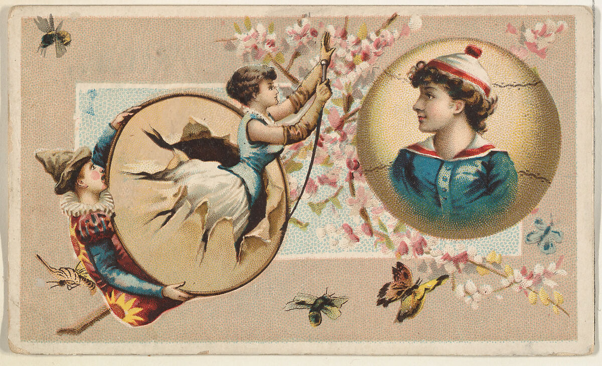 Bass Drum and Baseball, from the Miniature Novelties series (N120) issued by Duke Sons & Co. to promote Honest Long Cut Tobacco, Issued by W. Duke, Sons &amp; Co. (New York and Durham, N.C.), Commercial color lithograph 