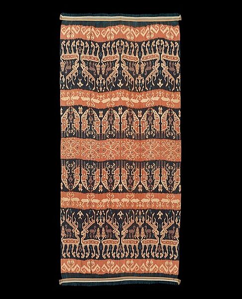 Man’s shoulder or hip cloth (Hinggi), Cotton, pigment, Sumba Island 