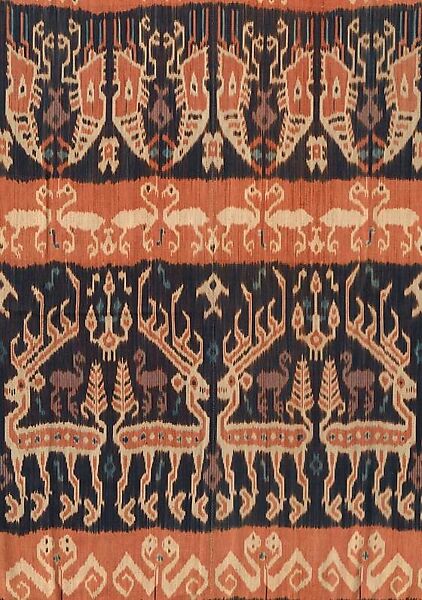 Man’s shoulder or hip cloth (Hinggi), Cotton, pigment, Sumba Island