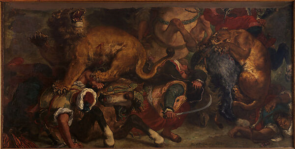 Lion Hunt (fragment), Eugène Delacroix (French, Charenton-Saint-Maurice 1798–1863 Paris), Oil on canvas 