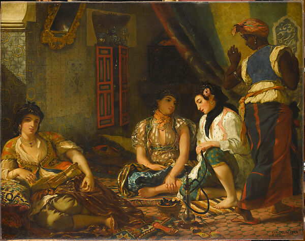 Women of Algiers in Their Apartment, Eugène Delacroix (French, Charenton-Saint-Maurice 1798–1863 Paris), Oil on canvas 
