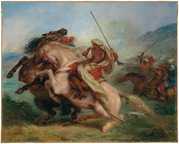 Collision of Arab Horsemen, Eugène Delacroix (French, Charenton-Saint-Maurice 1798–1863 Paris), Oil on canvas 