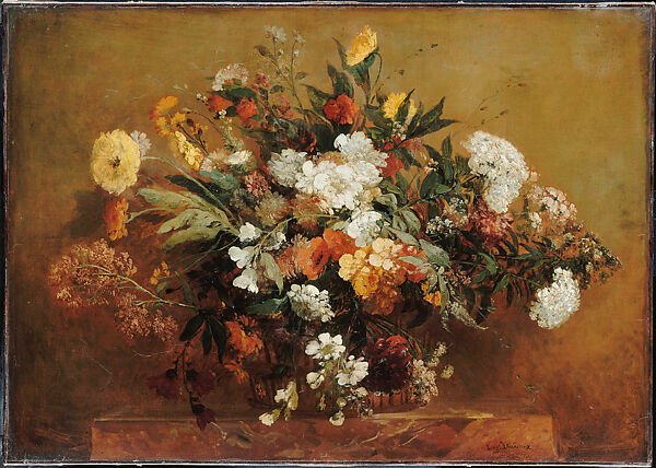Basket of Flowers, Eugène Delacroix (French, Charenton-Saint-Maurice 1798–1863 Paris), Oil on canvas 