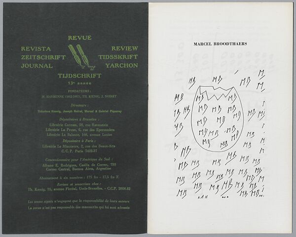 Phantomas. 62. Marcel Broodthaers, Marcel Broodthaers (Belgian, Brussels 1924–1976 Cologne)