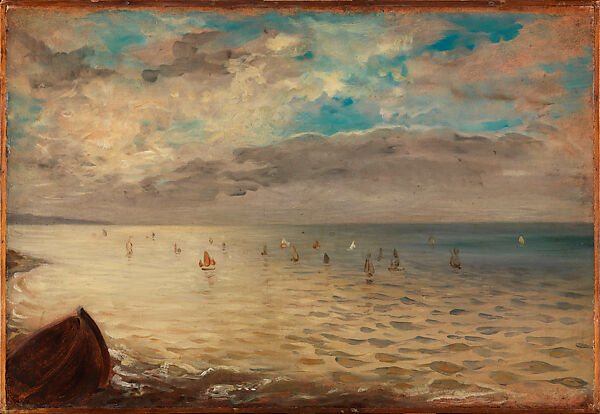 The Sea at Dieppe, Eugène Delacroix (French, Charenton-Saint-Maurice 1798–1863 Paris), Oil on cardboard, laid down on wood 