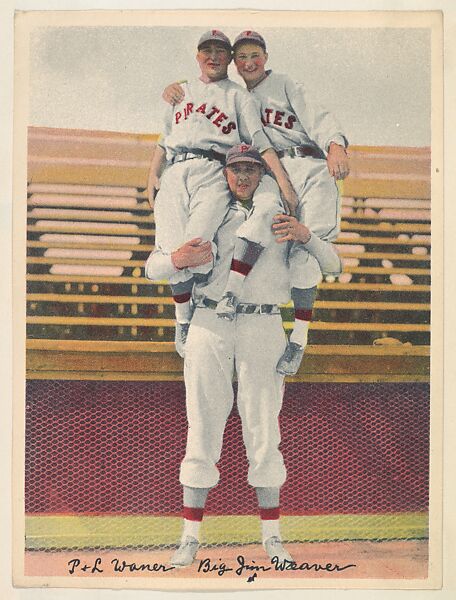 P. Waner, L. Waner, and Big Jim Weaver, from the Colored Photos Premiums series (R312) issued by the National Chicle Gum Company, Issued by the National Chicle Gum Company, Cambridge, Massachusetts, Photolithograph 