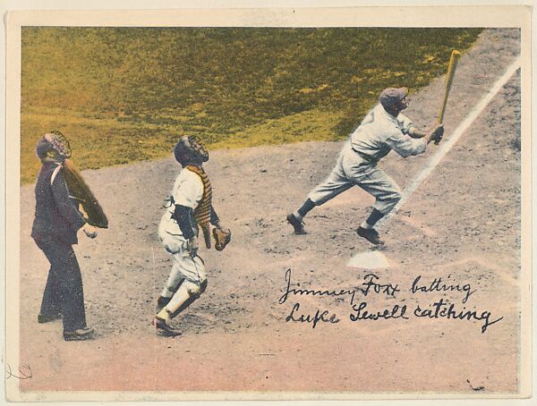 Issued by the National Chicle Gum Company, Cambridge, Massachusetts, Jimmie  Foxx Batting, Luke Sewell Catching, from the Colored Photos Premiums series  (R312) issued by the National Chicle Gum Company