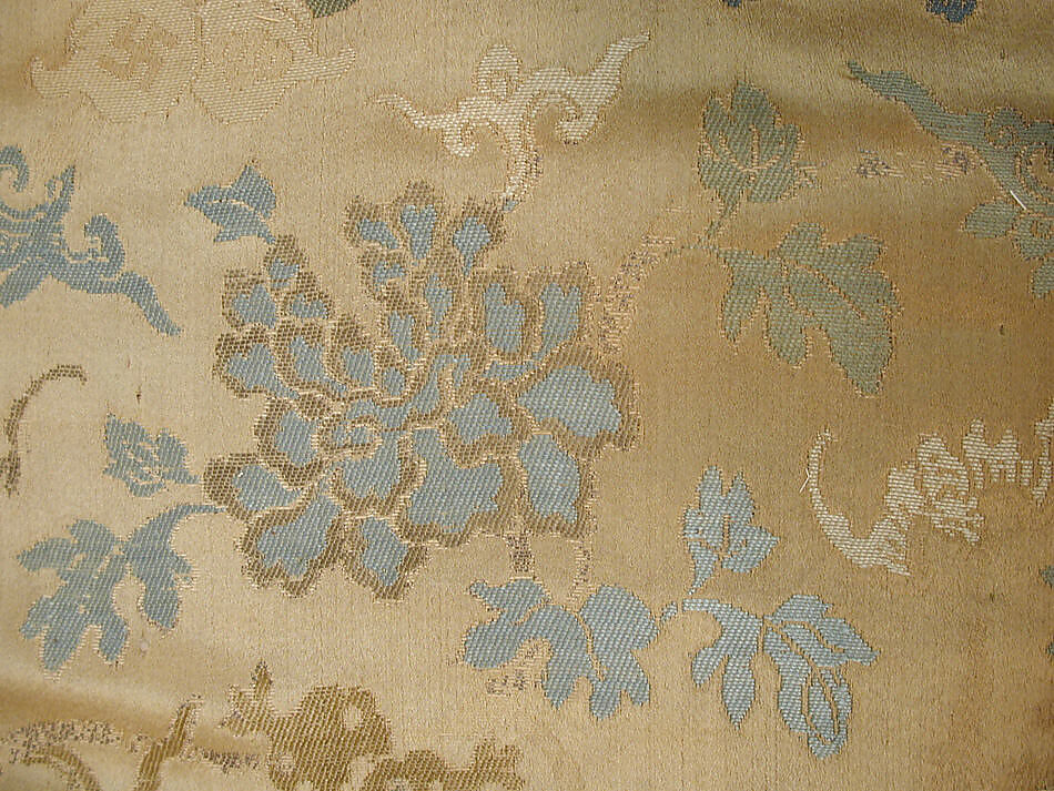 Panel, Silk, metallic thread;  lined with cotton, China