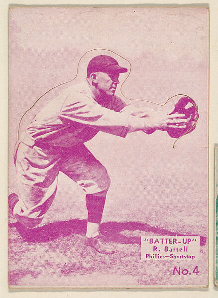 Card 4, R. Bartell, Phillies, Shortstop (Purple), from the Batter Up series (R318) issued by the National Chicle Gum Company, Issued by the National Chicle Gum Company, Cambridge, Massachusetts, Photolithograph 