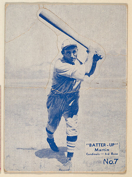 Card 7, Martin, Cardinals, 3rd Base (Blue), from the Batter Up series (R318) issued by the National Chicle Gum Company, Issued by the National Chicle Gum Company, Cambridge, Massachusetts, Photolithograph 
