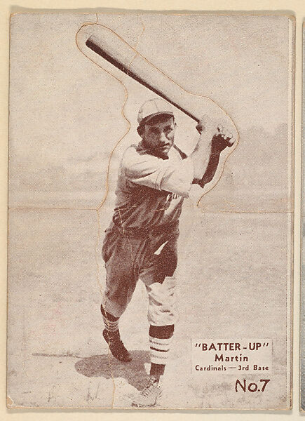 Card 7, Martin, Cardinals, 3rd Base (Brown), from the Batter Up series (R318) issued by the National Chicle Gum Company, Issued by the National Chicle Gum Company, Cambridge, Massachusetts, Photolithograph 