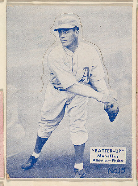 Card 15, Mahaffey, Athletics, Pitcher (Blue), from the Batter Up series (R318) issued by the National Chicle Gum Company, Issued by the National Chicle Gum Company, Cambridge, Massachusetts, Photolithograph 