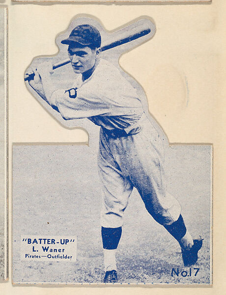 Card 17, L. Waner, Pirates, Outfielder (Blue, Folded), from the Batter Up series (R318) issued by the National Chicle Gum Company, Issued by the National Chicle Gum Company, Cambridge, Massachusetts, Photolithograph 