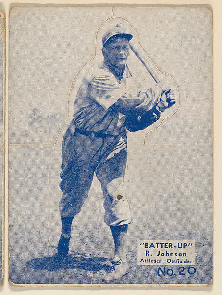 Card 20, R. Johnson, Athletics, Outfielder (Blue), from the Batter Up series (R318) issued by the National Chicle Gum Company, Issued by the National Chicle Gum Company, Cambridge, Massachusetts, Photolithograph 