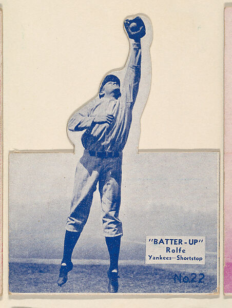 Card 22, Rolfe, Yankees, Shortstop (Blue, Folded), from the Batter Up series (R318) issued by the National Chicle Gum Company, Issued by the National Chicle Gum Company, Cambridge, Massachusetts, Photolithograph 