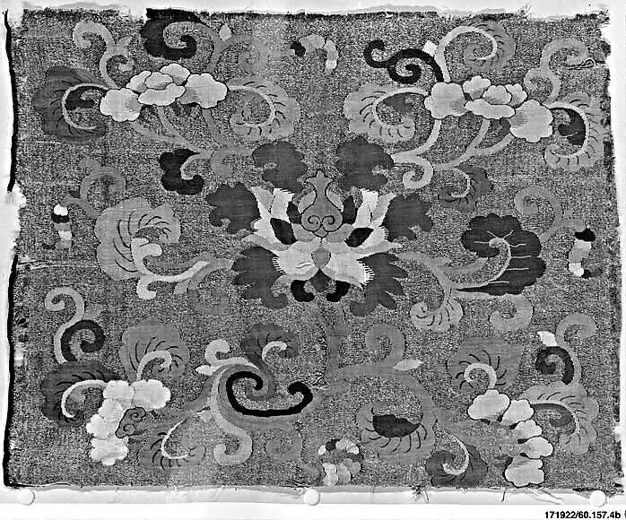 Panels with Scrolling Floral Design, Silk and metallic-thread tapestry (kesi), China