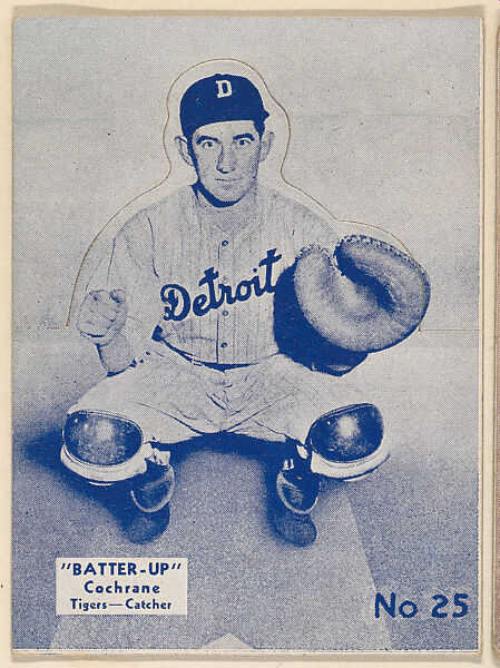 Card 25, Cochrane, Tigers, Catcher (Blue), from the Batter Up series (R318) issued by the National Chicle Gum Company, Issued by the National Chicle Gum Company, Cambridge, Massachusetts, Photolithograph 