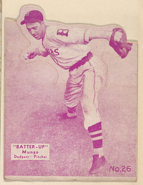 Card 26, Mungo, Dodgers, Pitcher (Purple, Folded), from the Batter Up series (R318) issued by the National Chicle Gum Company, Issued by the National Chicle Gum Company, Cambridge, Massachusetts, Photolithograph 