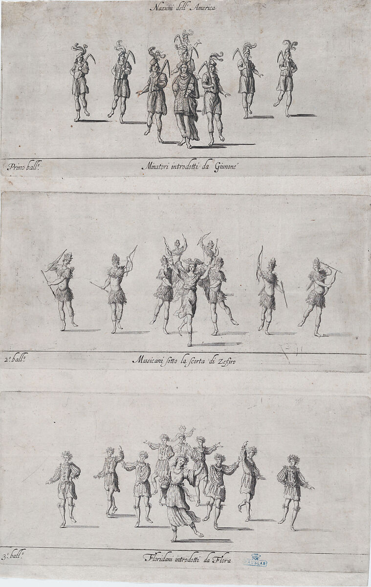 Nations of America ballets, Anonymous, Italian, 17th century, Etching 