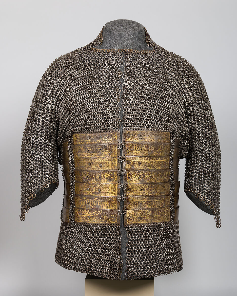 Shirt of Mail and Plate of Al-Ashraf Sayf ad-Din Qaitbay (ca. 1416/18–1496), 18th Burji Mamluk Sultan of Egypt, Steel, iron, copper alloy, gold, probably Egyptian