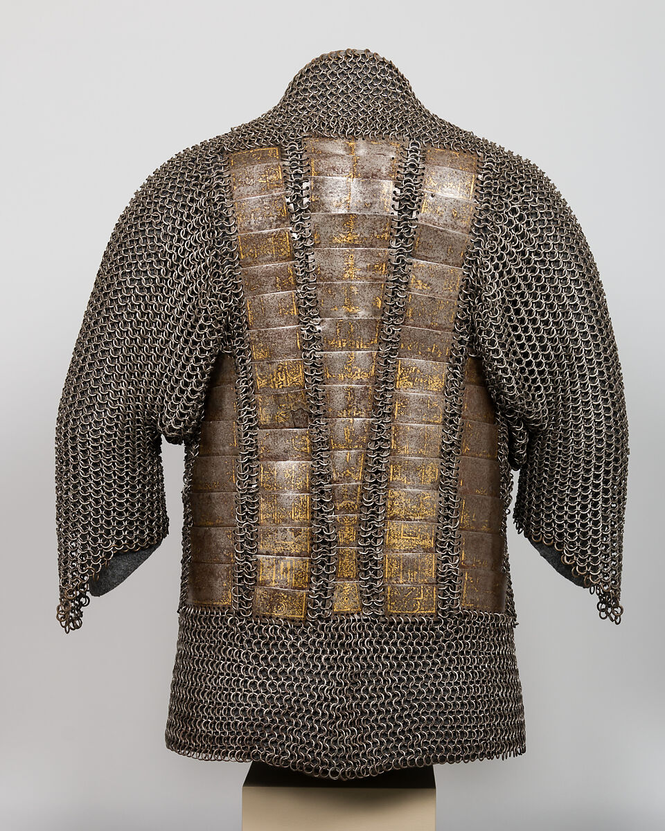 Shirt of Mail and Plate of Al-Ashraf Sayf ad-Din Qaitbay (ca. 1416/18–1496), 18th Burji Mamluk Sultan of Egypt, Steel, iron, copper alloy, gold, probably Egyptian