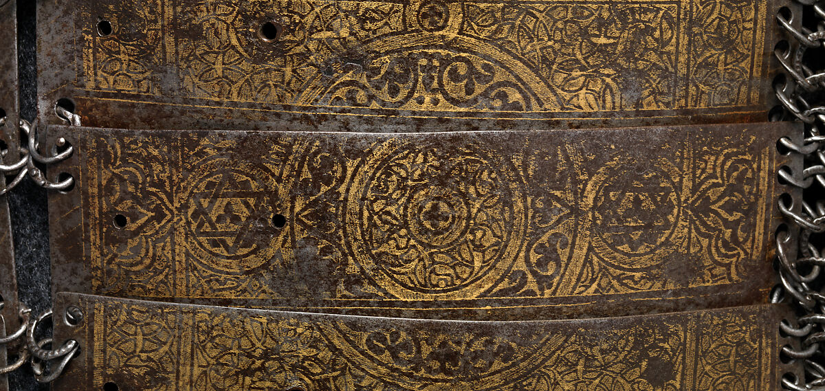 Shirt of Mail and Plate of Al-Ashraf Sayf ad-Din Qaitbay (ca. 1416/18–1496), 18th Burji Mamluk Sultan of Egypt, Steel, iron, copper alloy, gold, probably Egyptian