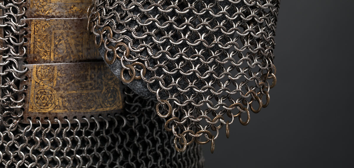 Shirt of Mail and Plate of Al-Ashraf Sayf ad-Din Qaitbay (ca. 1416/18–1496), 18th Burji Mamluk Sultan of Egypt, Steel, iron, copper alloy, gold, probably Egyptian