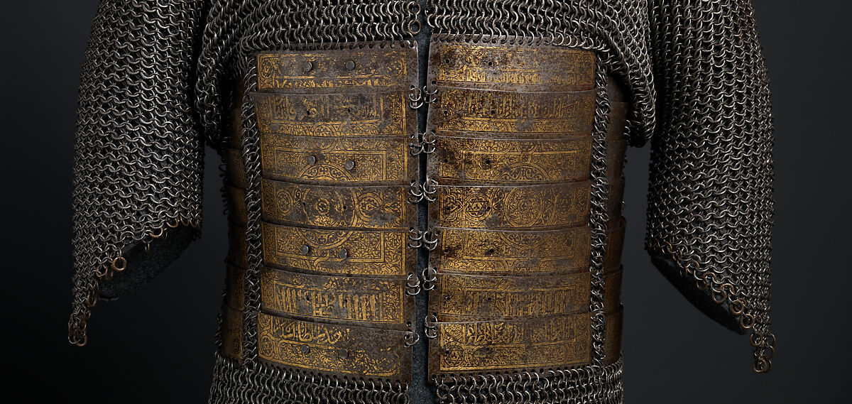 Shirt of Mail and Plate of Al-Ashraf Sayf ad-Din Qaitbay (ca. 1416/18–1496), 18th Burji Mamluk Sultan of Egypt, Steel, iron, copper alloy, gold, probably Egyptian