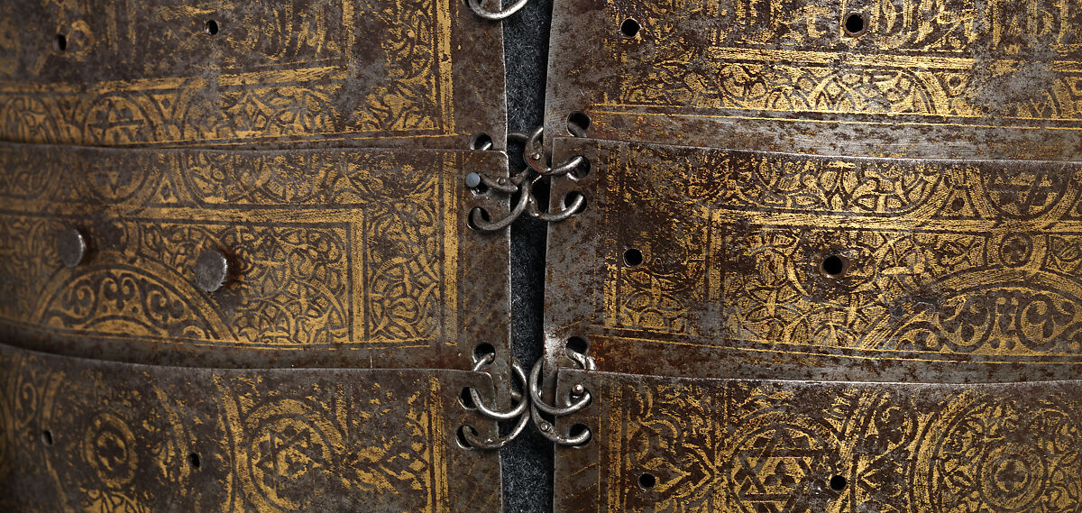 Shirt of Mail and Plate of Al-Ashraf Sayf ad-Din Qaitbay (ca. 1416/18–1496), 18th Burji Mamluk Sultan of Egypt, Steel, iron, copper alloy, gold, probably Egyptian