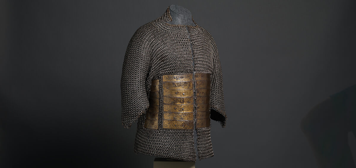 Shirt of Mail and Plate of Al-Ashraf Sayf ad-Din Qaitbay (ca. 1416/18–1496), 18th Burji Mamluk Sultan of Egypt, Steel, iron, copper alloy, gold, probably Egyptian