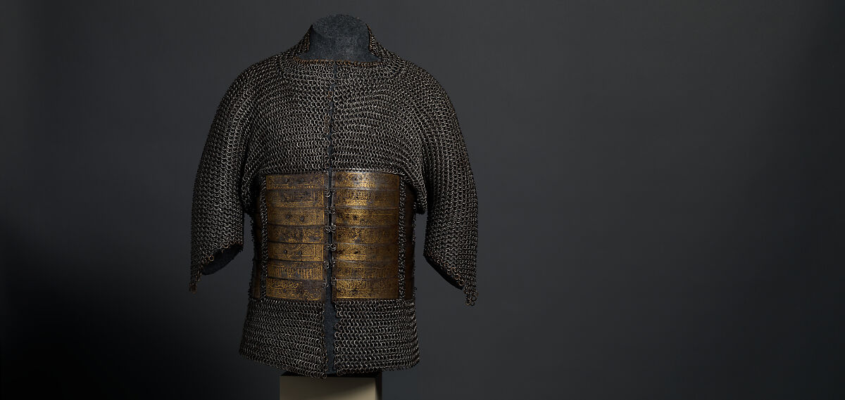 Shirt of Mail and Plate of Al-Ashraf Sayf ad-Din Qaitbay (ca. 1416/18–1496), 18th Burji Mamluk Sultan of Egypt, Steel, iron, copper alloy, gold, probably Egyptian